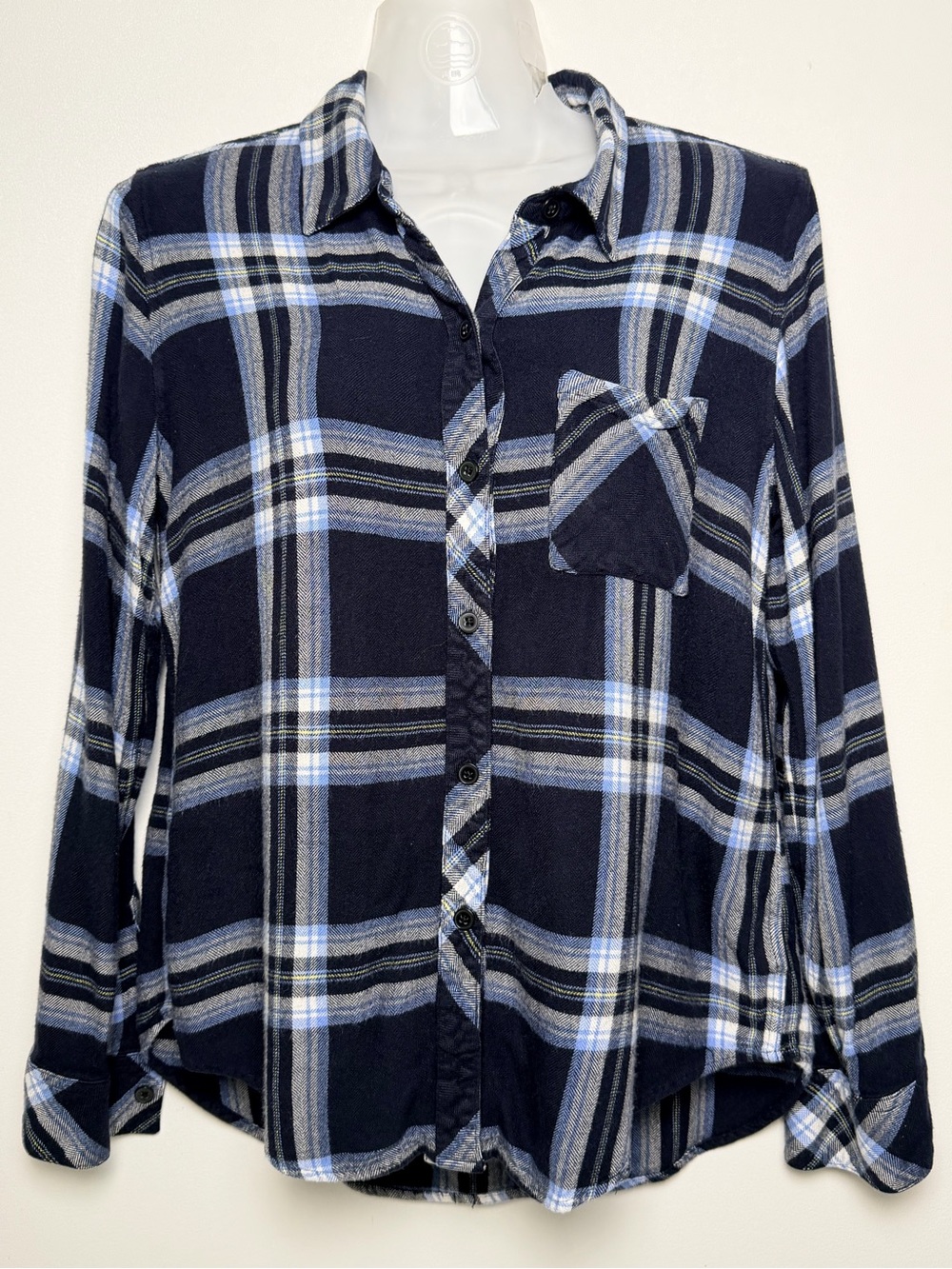 Rails Hunter Flannel Plaid Button-Up Shirt Women’s M Admiral Blue Yellow Fall